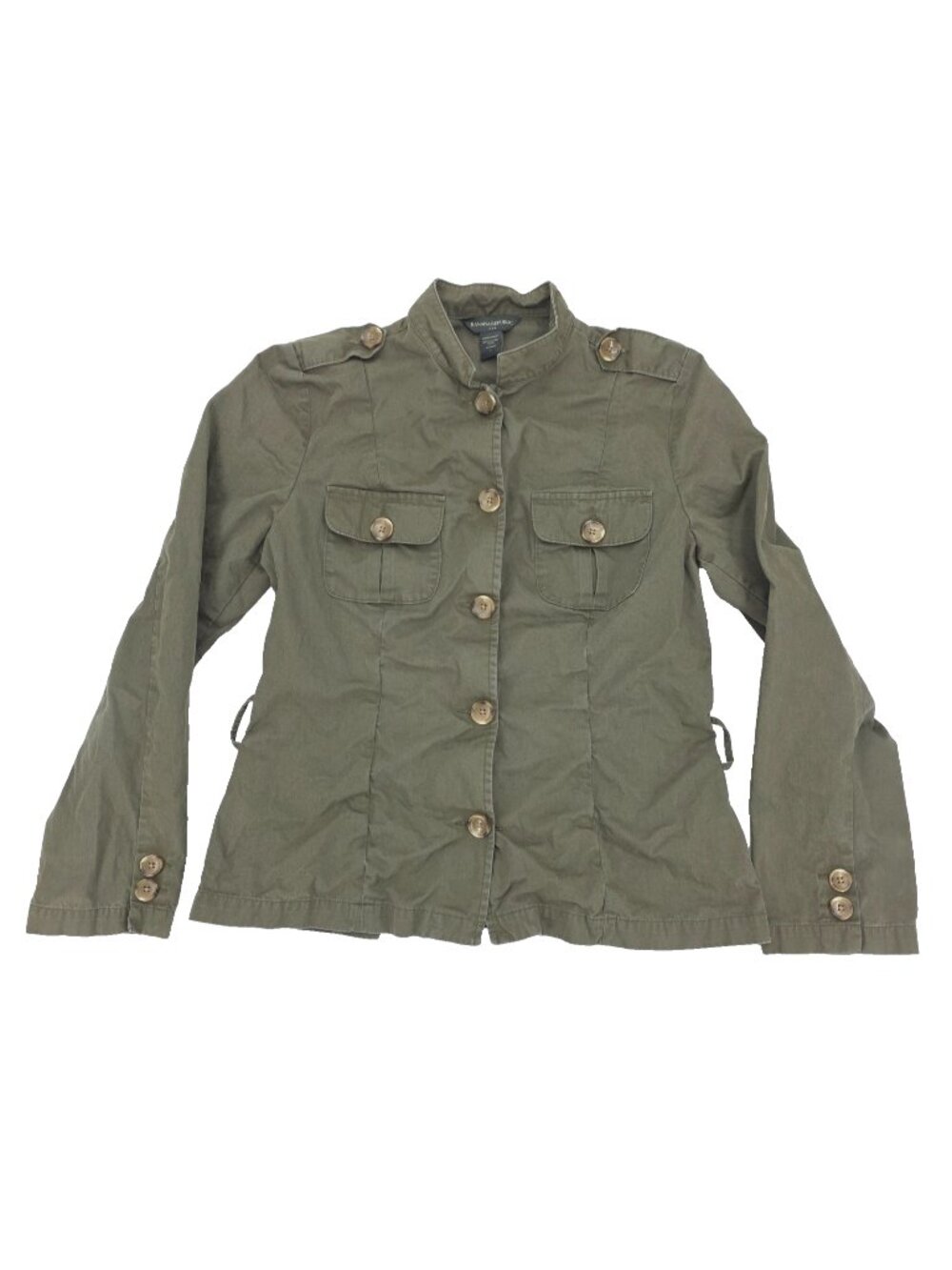 Banana Republic Utility Military Jacket Womens Large Olive Green Button Cotton
